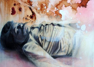 Espíritu viviente, óleo y café sobre tela, 60 x 48 cm, 2010