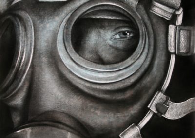 Ventana realidad, carbón sobre papel, 40 x 35 cm, 2009