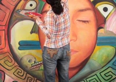 033 Nacimiento-vida-muerte, mural colectivo, acrílico sobre tela, 200 x 300 cm, México y Dinamarca