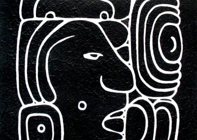 Sac xib chaac (blanco-norte), acrílico sobre madera, 50 x 50 cm, 2007